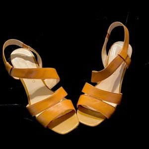 Franco Sarto Banded Wedge Sandals - Tan